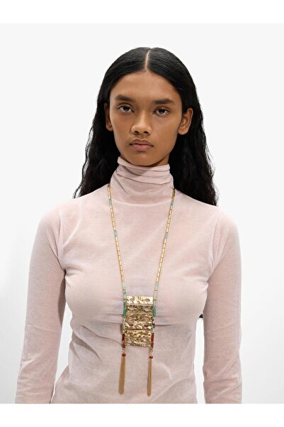 PARFOIS Taş Boncuklu ve Metal Püsküllü Kolye