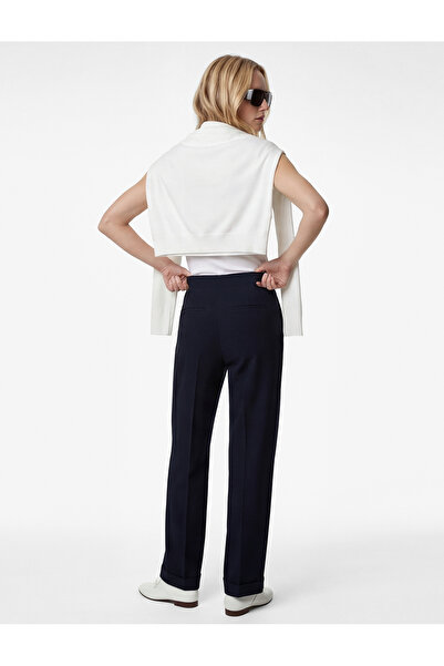 Koton crep Pantaloni largi cu curea picioare, cu detaliu de husă din material...