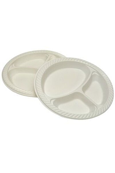 Propack 1 قطعة طبق بلاستيك بثلاثة أقسام 10 قطع 26 سم