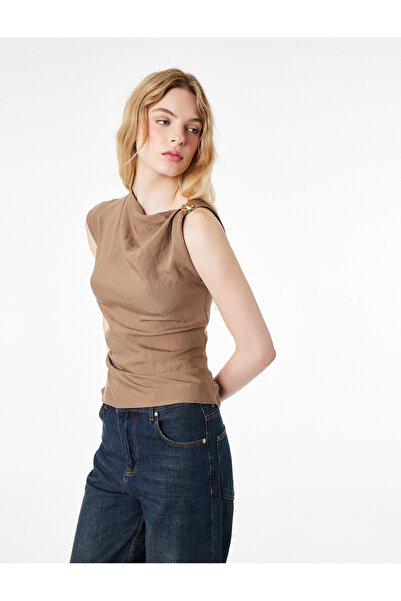 Koton Modal Fabric Sleeveless Boat Neck Accessory Detail Blouse