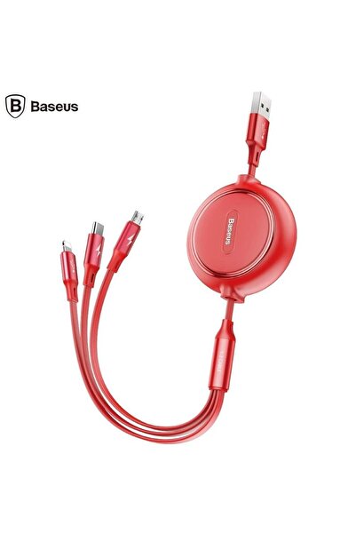 Baseus Cablu Golden Loop 3-in-1 USB la Micro-USB/Lightning/USB-C 1,2 m Rosu