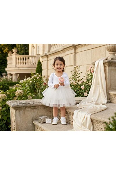 Lina Baby Bloom Kız Çocuk Bayramlık Tütü Elbise Tüllü Kurdaleli Prenses Elbise