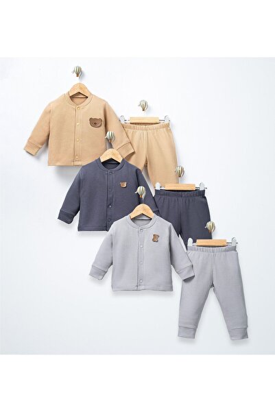 çillim PAMUKLU WAFFLE MEVSİMLİK ÇITLI 3 LÜ BEBEK TAKIM