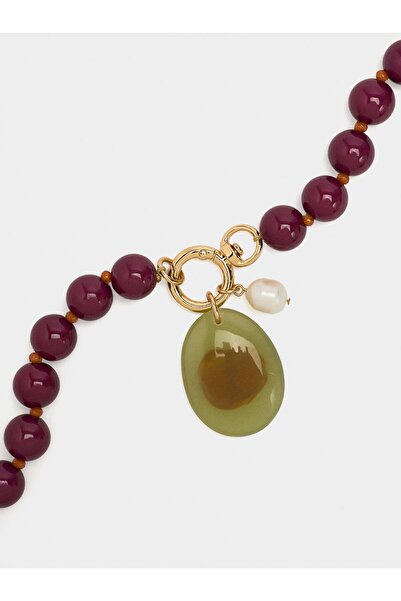 PARFOIS Boncuklu ve Oval Aksesuarlı Kısa Kolye