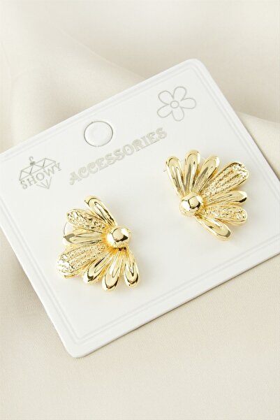Bijuteri Net Flower Metal Earrings