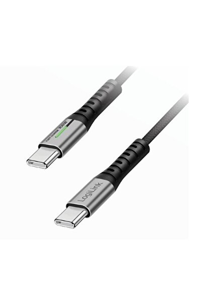 LogiLink Cablu CU0434 USB-C–USB-C 2m, PD 100W, 20Gbps, 4K@60Hz, LED