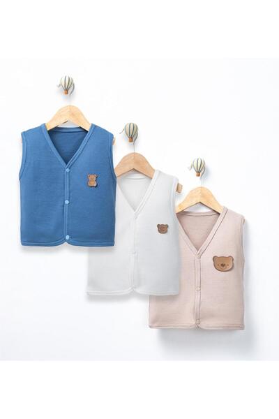 çillim ÇITÇITLI AYICIK ARMALI BEBEK YELEK 3 LÜ