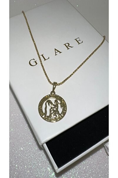 GLARE JEWELRY CO قلادة من الفولاذ المقاوم للصدأ باللون الذهبي مع رمز برج الحوت