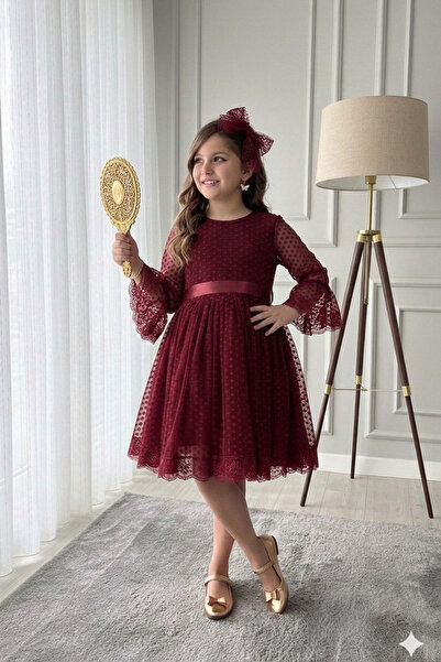 ABİYEKİDS Rochie de seara pentru copii Mini Polka Dot lungime midi ABY253