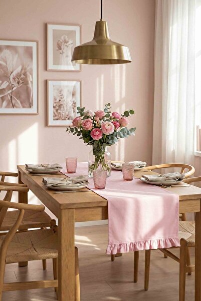 decofav Volane decorative roz napron – hidrofug P cu amestec de bumbac 140x45 cm