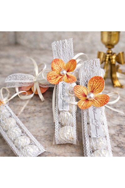 Atelierhüda 25 Adet Dantelli ve Çiçek Süslemeli Badem Şekeri - Nikah, Nişan v...