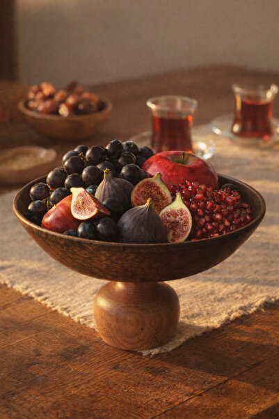 justwood طبق سلطة خشبي منقوش من لينجا ميلامين بقطر 21 سم مع قاعدة على شكل رما...