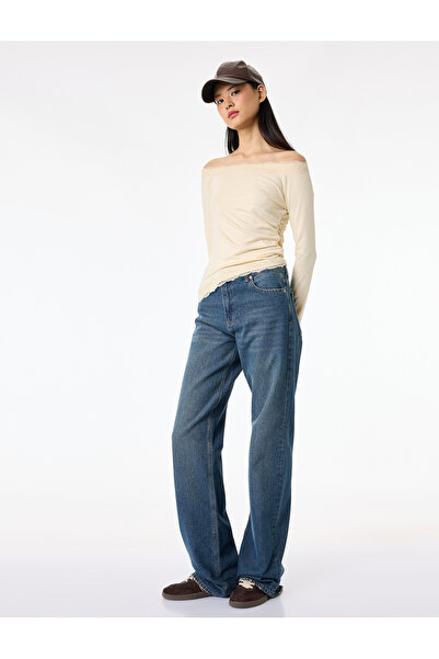 Koton Bluză cu guler asimetric și mânecă lungă slim fit