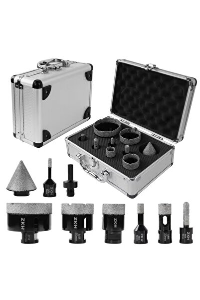 zkhobi Set burghie diamantate cu carotă 6-65 mm + freză diamantată conică, ti...