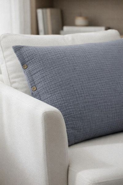 VERONİCA LİNE 6 Layer Muslin 100% Cotton 2-Piece Buttoned Set of Pillowcase 50X70 Organic