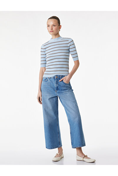 Koton Короткі широкі бавовняні джинсові штани звичайного крою - укорочені джи...