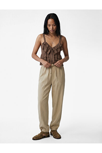 Koton Pantaloni din țesătură viscoză Kupro cu talie elastică