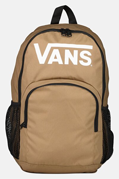 Vans حقيبة ظهر رجالية بشعار مطرّز ، لون بني داكن