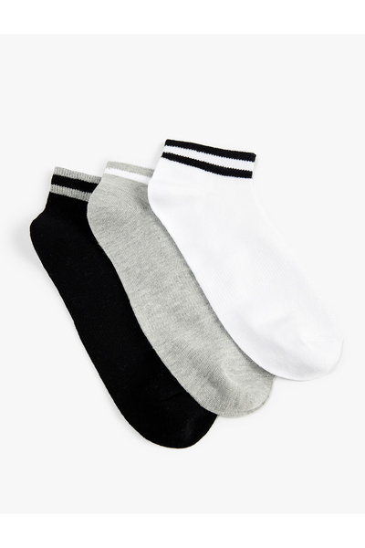 Koton Striped Cotton 3-Piece Booties Socks Set