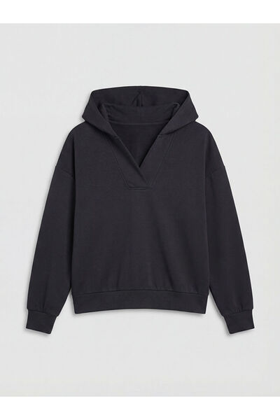 LC Waikiki Koor Sport Anthracite Soft Touch Oversized Women's Sports Hoodie