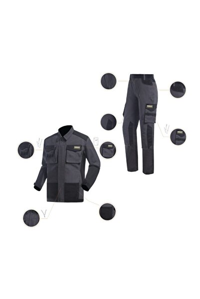 Interbabis Costum jacheta si pantaloni in talie, 280 gsm, Kronsafe, gri-negru S