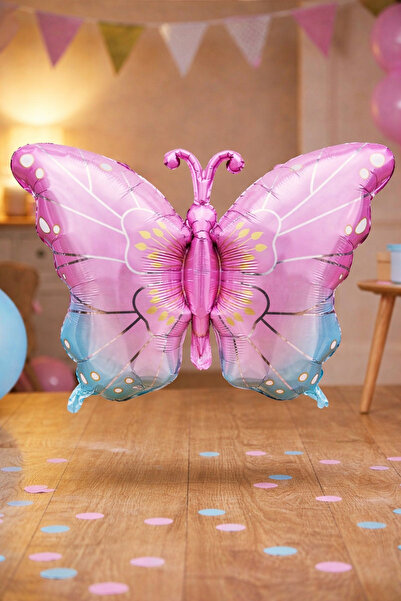 Baloncu Dede Butterfly Foil Balloon 79X52.5 cm Pink Blue Butterfly Shaped Par...