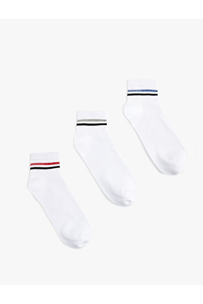 Koton Striped Cotton 3-Piece Booties Socks Set