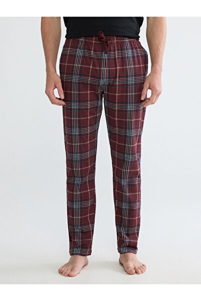 LC Waikiki Cc Collection' and Bordo Standard Mold Plaid Men's Pajama Bottoms