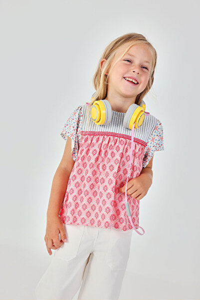 Boboli Striped T-Shirt with Ruffled Sleeves, 2-6 Years, Multicolored