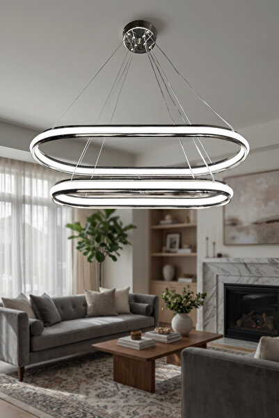 G-Light Zümrüt Uzun Model 2 Katlı Salon - Oturma Odası Sarkıt Led Avizesi