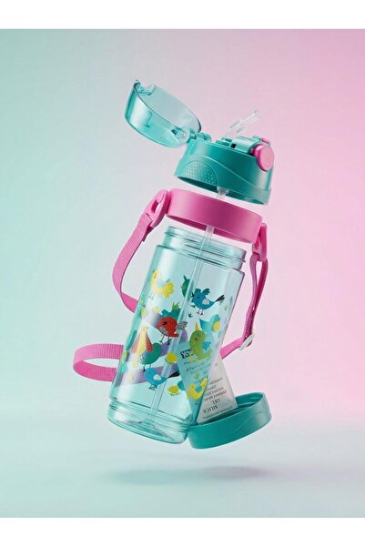 Generic Kids Water Bottle with Straw for School, Colorful Bird Design