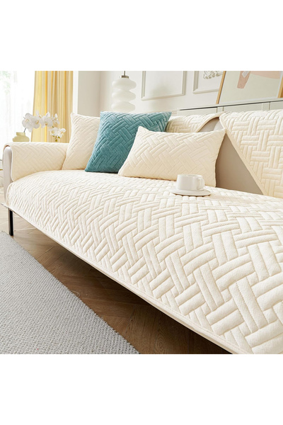 OEM White anti-slip universal cover, thick-textured sofa protector 90x90 cm