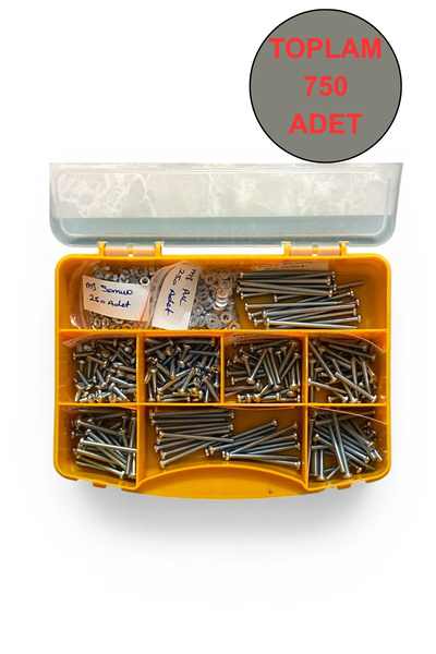 Tuna M3x10-16-20-25-30-35-40-50mm Metrik Ysb Vida -Somun -Pul set 750 adet