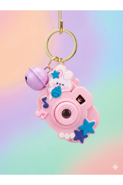 GazozFab Tavşan Figürlü Oyuncak Projeksiyonlu Fotoğraf Makinesi Anahtarlık Pembe