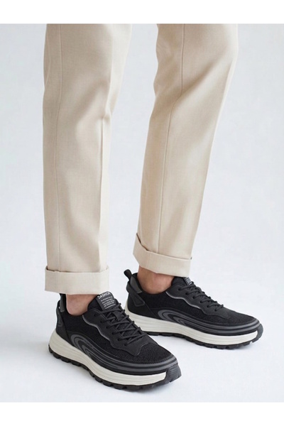 Voyager V26YA-E274 Siyah Triko Kumaş Erkek Günlük Kullanım Snaker Ayakkabı