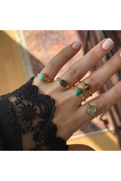 HOUSEKİ Vintage Natural Stone Labradorite Ring