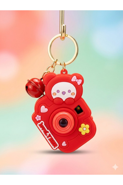 GazozFab Lovely Bear Figürlü Oyuncak Projeksiyonlu Fotoğraf Makinesi Anahtarl...