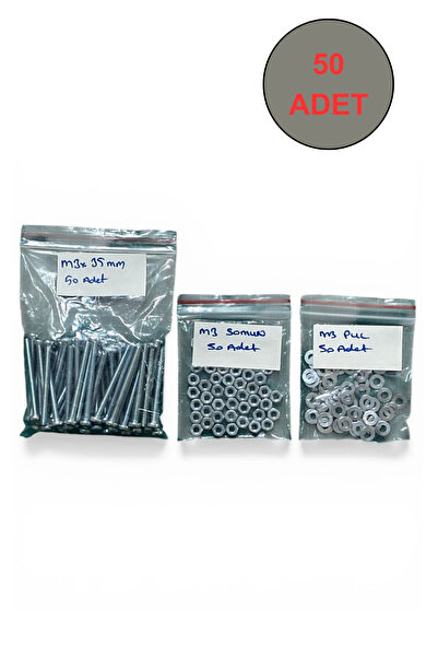 Tuna M3x35mm Ysb Vida 50 Adet-Somun 50 Adet-Pul 50 Adet Toplam 150 Parça