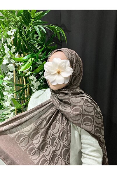 Velora Scarf Dama Desen Naia Pamuk Şal | Kahverengi