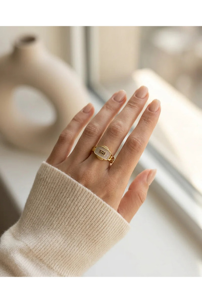 Dorvina خاتم نسائي من النحاس بلون ذهبي VIP مرصع بالزركون مرصّع بالأحجار موديل...