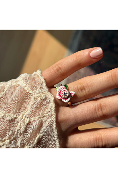 HOUSEKİ Petite Garden Three-Dimensional Floral Pastel Color Adjustable Ring