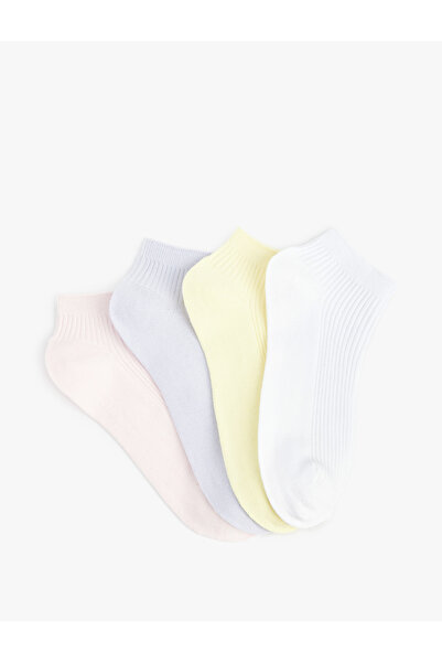 Koton Striped Textured Multicolored Set of Cotton 4-Piece Booties Socks