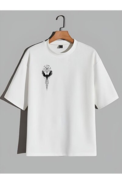 Yakor Anka Kuşu Mitoloji Sembollü %100 Organik Pamuklu Kalın Dokulu Oversize ...