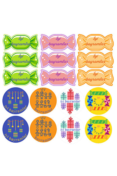 Aurion Tasarım İyi Bayramlar Sticker Seti 17 Adet Etiket | Yapışkanlı, Parlak...