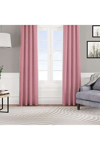 GOCCIA HOME Kadife Dokulu Fon Perde Pilesiz Tek Kanat Pembe
