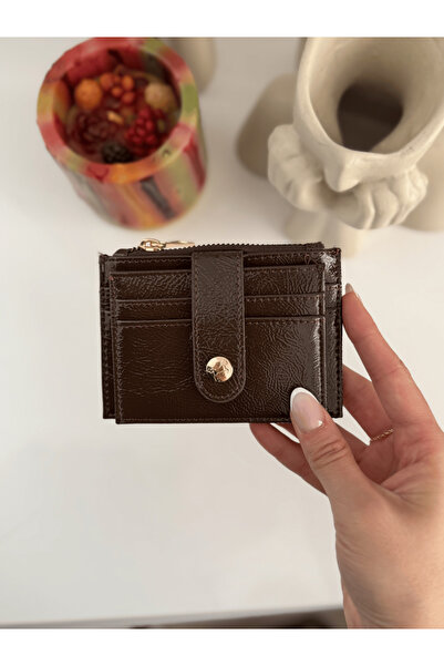 EVVA BAGS محفظة من الجلد اللامع مع مشبك وسحاب وقسم للصور