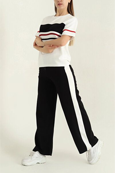 CyRo Women's Ara Paneled Modal Fabric Short Sleeve Tracksuit Set