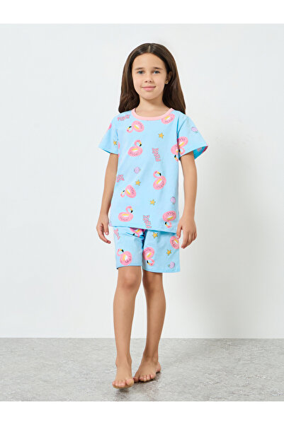 Styli Girls Flamingo Print T-Shirt and Shorts Set