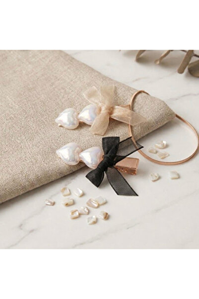 LİNACO مجموعة من قطعتين من مشابك الشعر على شكل قلب مع مشبك جانبي - إكسسوار شع...