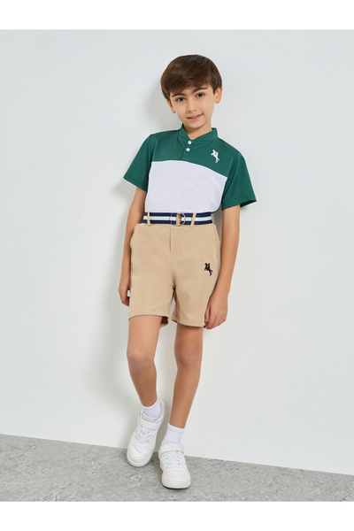 Styli Boys Color Block Polo T-Shirt and Shorts Set